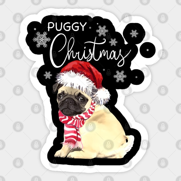 Pug Lovers Merry Christmas Sticker by Collagedream